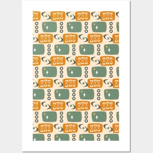 Atomic Age MCM Pattern in Green, Orange, Cream Posters and Art